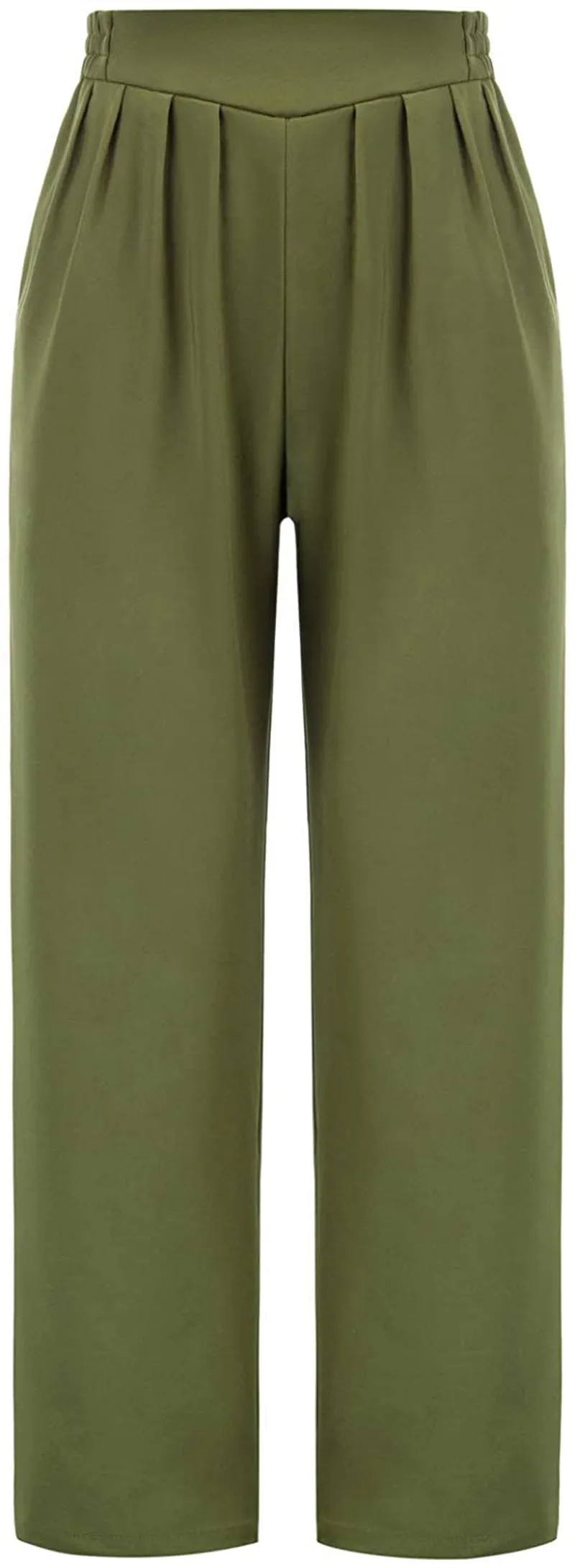 GRACE KARIN Women's Casual Work Cropped Pant Pocket High Waist Button Trouser Pants