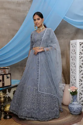 Grey Lehenga choli For women,wedding bridal wear lengha choli custom made party wear, Bollywood Style