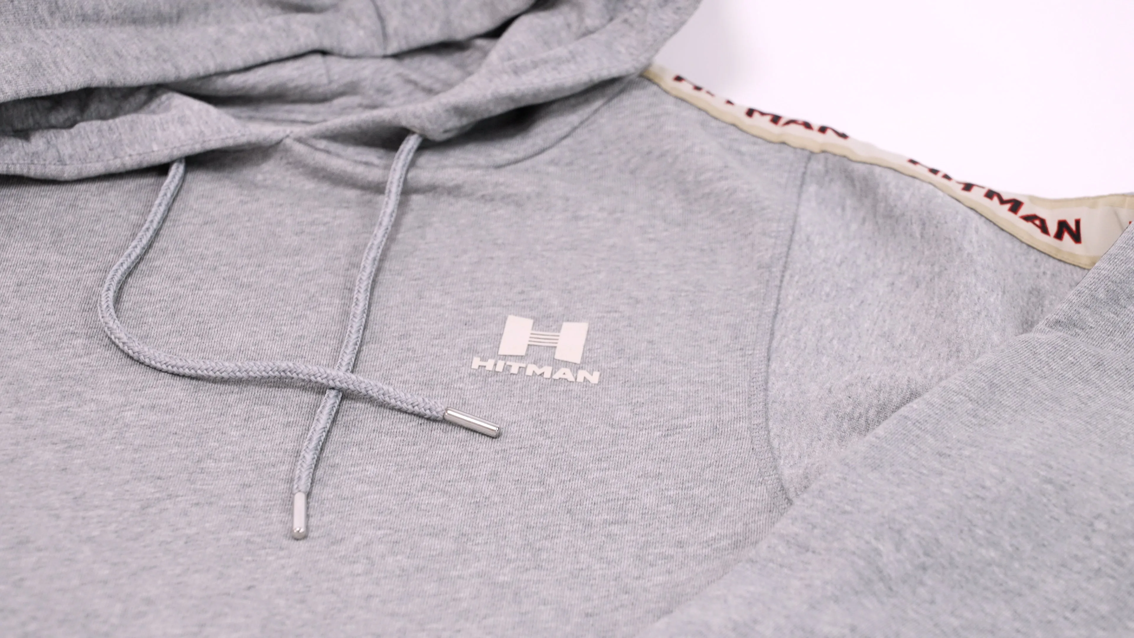 Grey Pullover hoody- CREAM TAPE