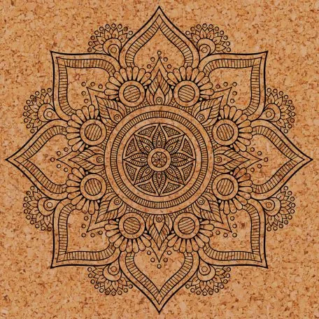 Grip Cork 24 Inches X 72 Inches, 7MM Thickness, Mandala Design Yoga Mats For Men & Women With Carry Strap & Bag.