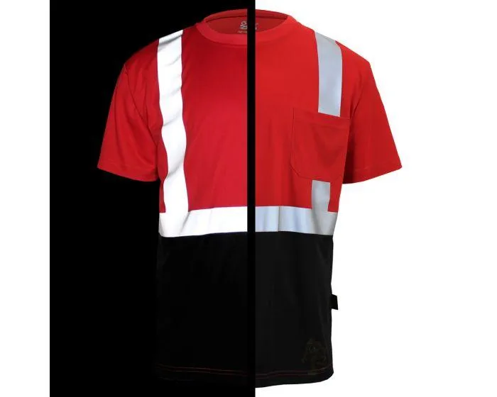 GSS NON ANSI MULTI COLOR SHORT SLEEVE SAFETY T SHIRT WITH BLACK BOTTOM 5124 RED