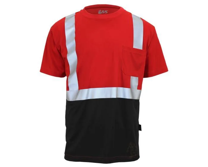 GSS NON ANSI MULTI COLOR SHORT SLEEVE SAFETY T SHIRT WITH BLACK BOTTOM 5124 RED