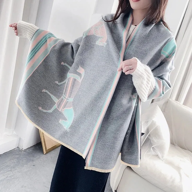 High-End Beautiful Horse-Inspired Shawl Wrap Scarves