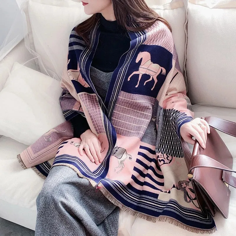 High-End Beautiful Horse-Inspired Shawl Wrap Scarves