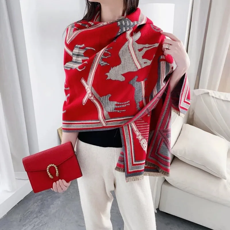 High-End Beautiful Horse-Inspired Shawl Wrap Scarves