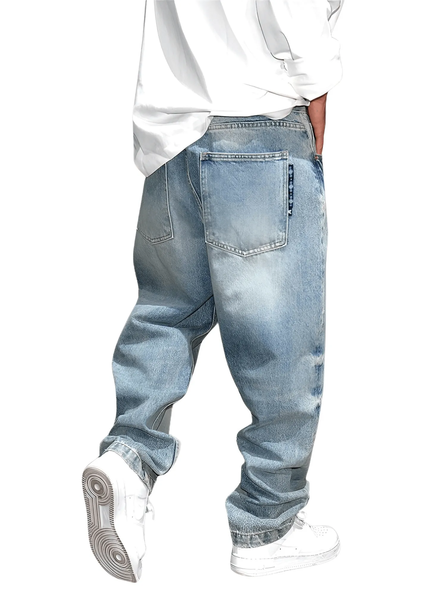 High Quality Vintage Light Blue Baggy Jeans Men's Clothing Fashion Denim Pants Streetwear Skateboard Jeans