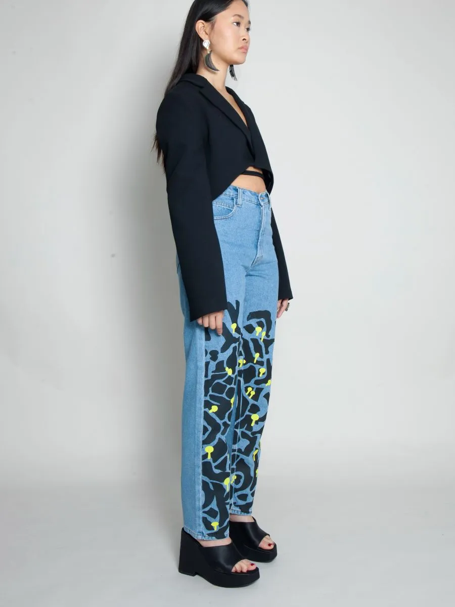 High Waisted Organic & Recycled Mushroom Wood Blue Jeans