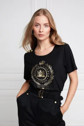 Holland Cooper London Crest Ladies T-Shirt in Black