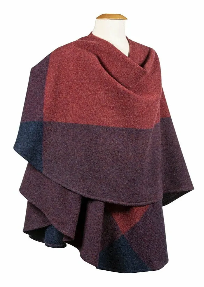 John Hanly Lambswool Cape | Rust Wine Block