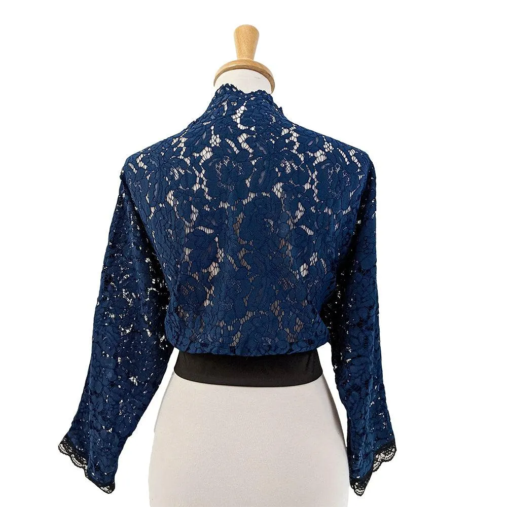 Lace Shrug in Navy & Black