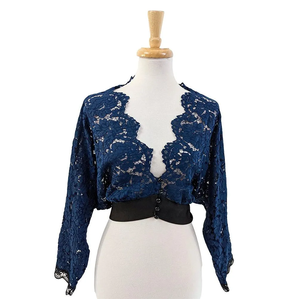 Lace Shrug in Navy & Black