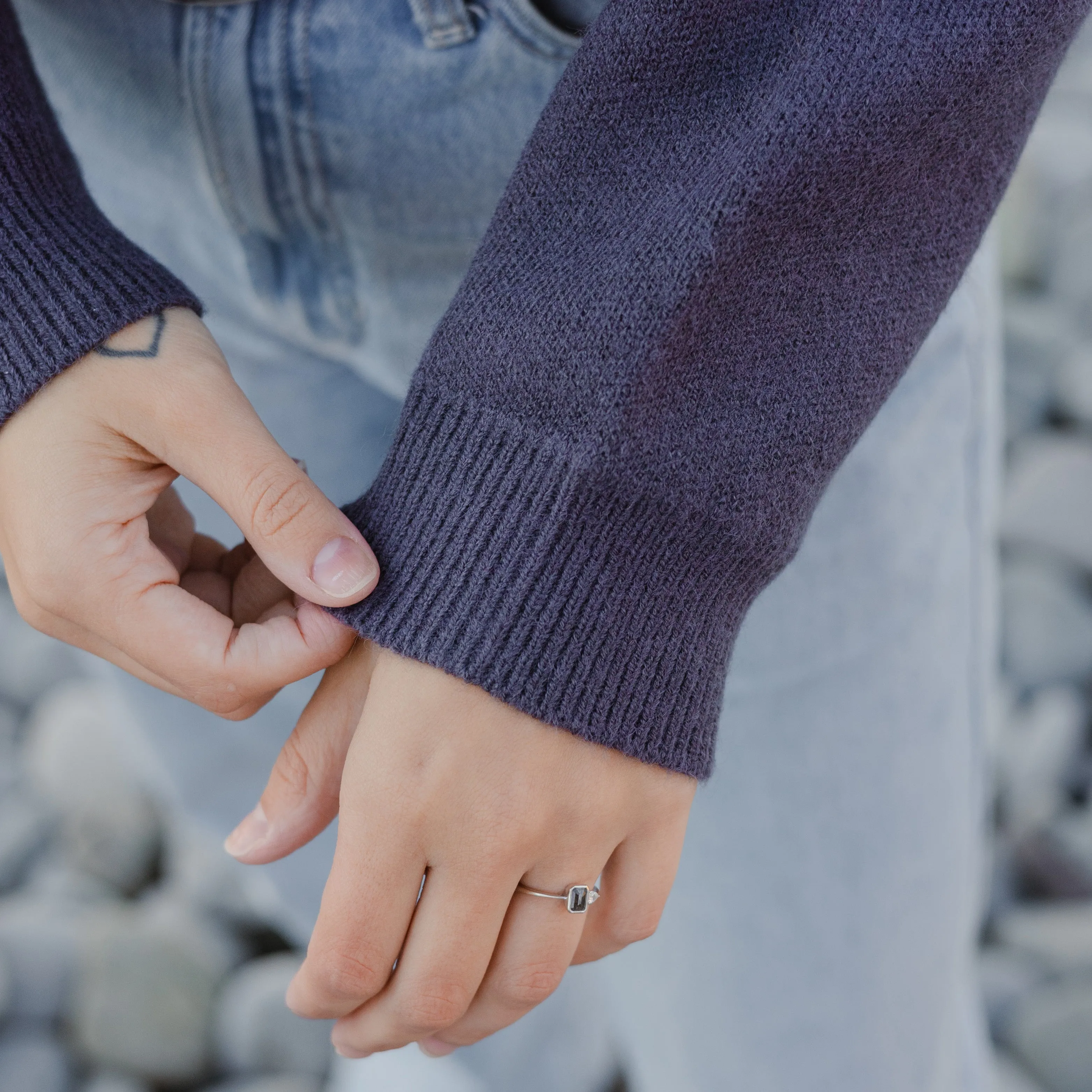 Ladies Cropped Knit Sweater