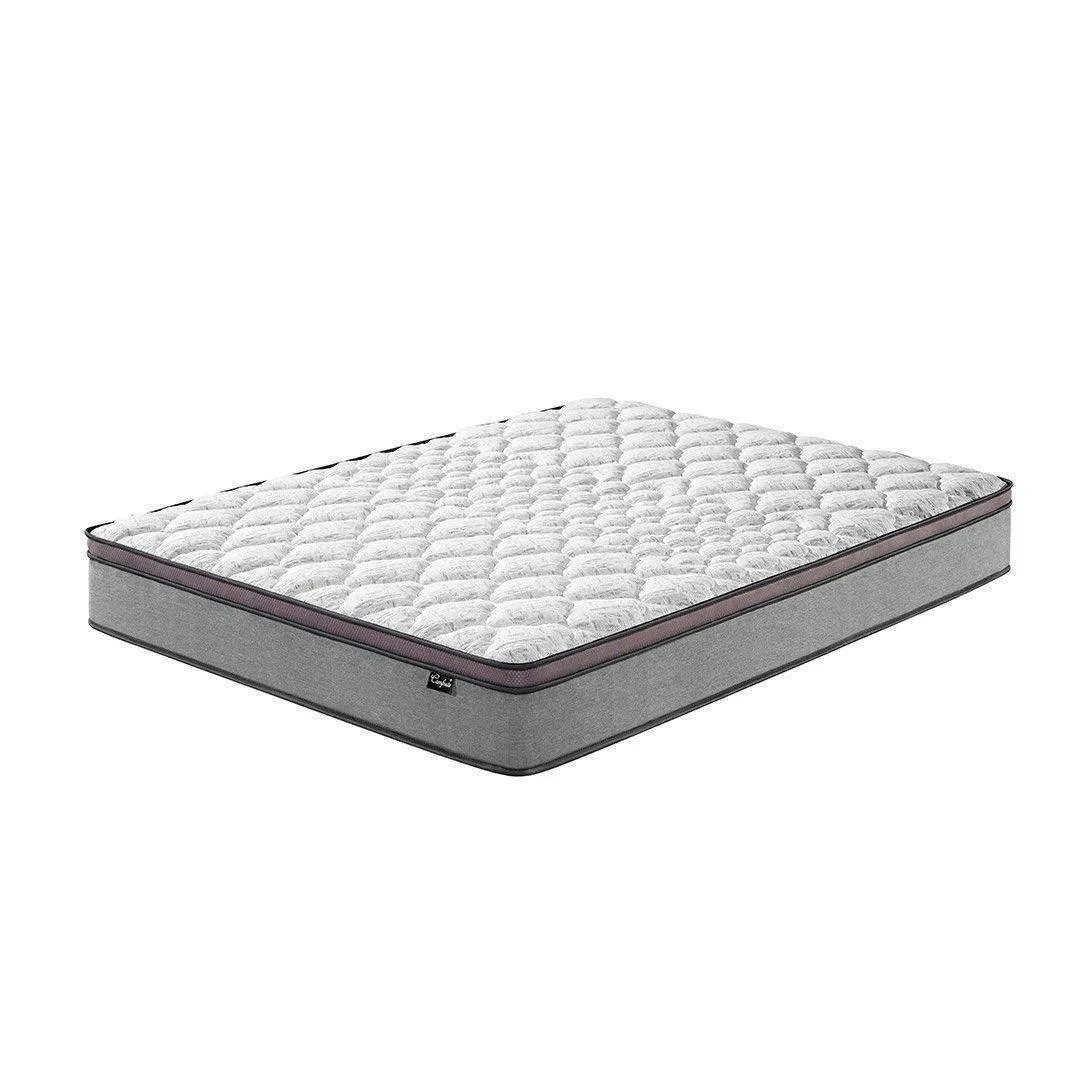 Manovel Grey Fabric Bed Frame (Water Repellent)   Somnuz® Comforto 10 Inch Bamboo Fabric Latex Individual Pocketed Spring Mattress