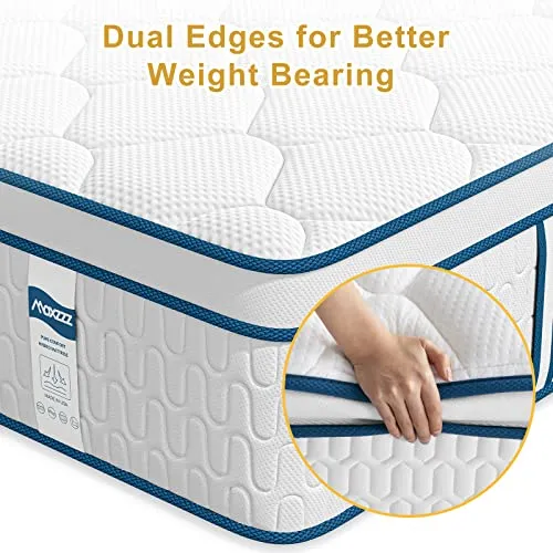 Maxzzz King Mattress in a Box, 12 Inch Euro Top Hybrid Mattress, Gel Memory Foam for Sleep Cool, Motion Isolating Individually Wrapped Coils, Firm Mattress for Back Pain Relief