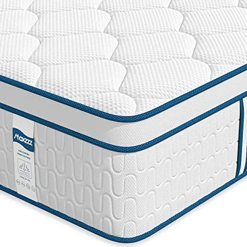 Maxzzz King Mattress in a Box, 12 Inch Euro Top Hybrid Mattress, Gel Memory Foam for Sleep Cool, Motion Isolating Individually Wrapped Coils, Firm Mattress for Back Pain Relief