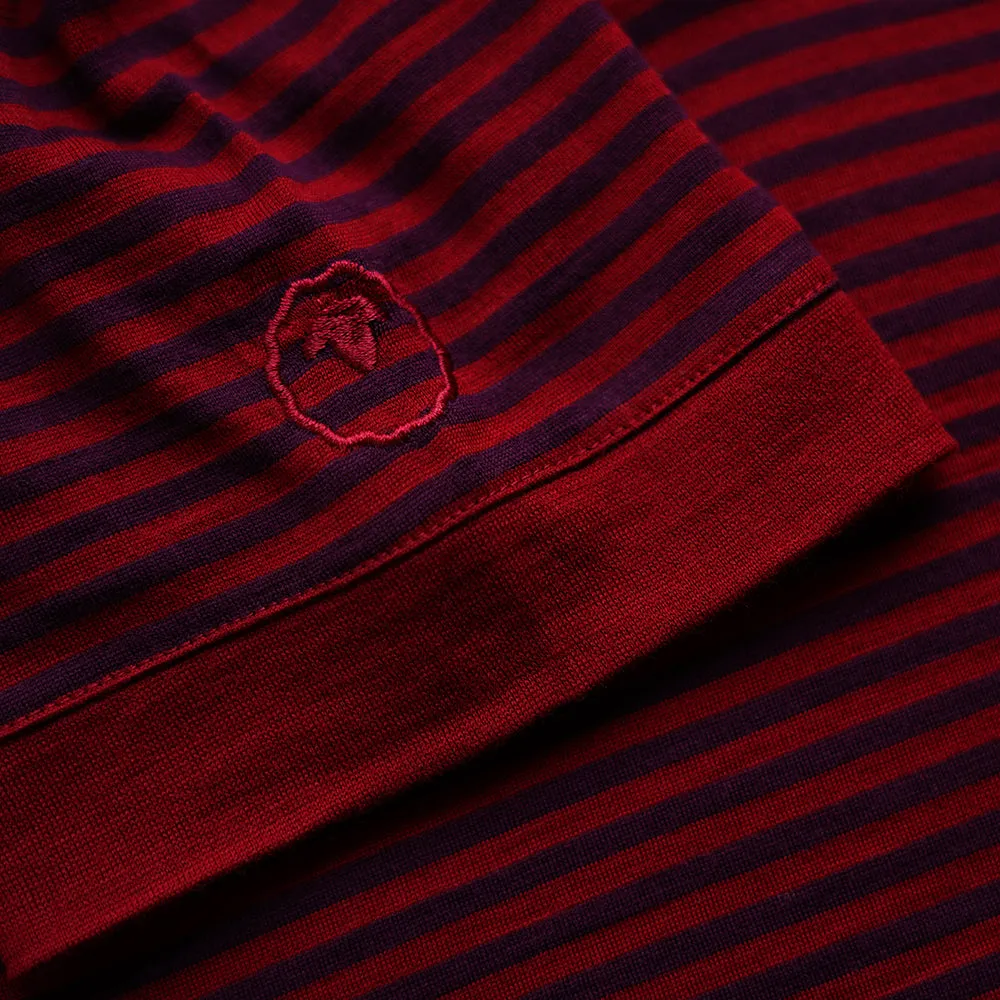 Mens Merino 180 Short Sleeve Polo Shirt (Stripe Red/Wine)