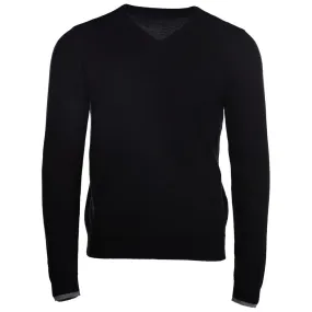 Mens Merino V Neck Sweater (Black)