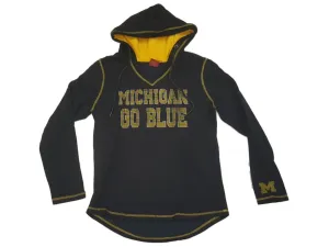 Michigan Wolverines Colosseum WOMENS Navy LS Pullover Hoodie Sweatshirt (M)