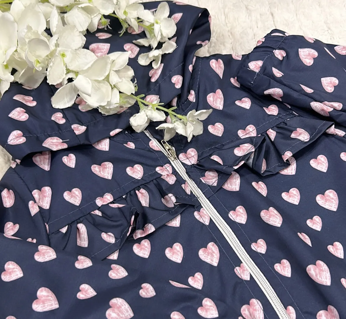 Navy heart raincoat