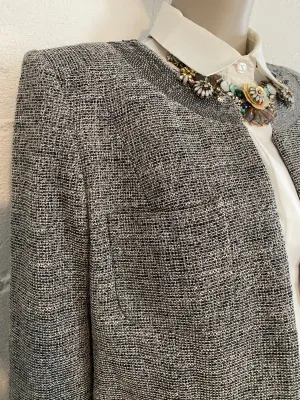 New with Tags Ann Taylor Loft Cropped Jacket Sequin Silver Gray Sz 8