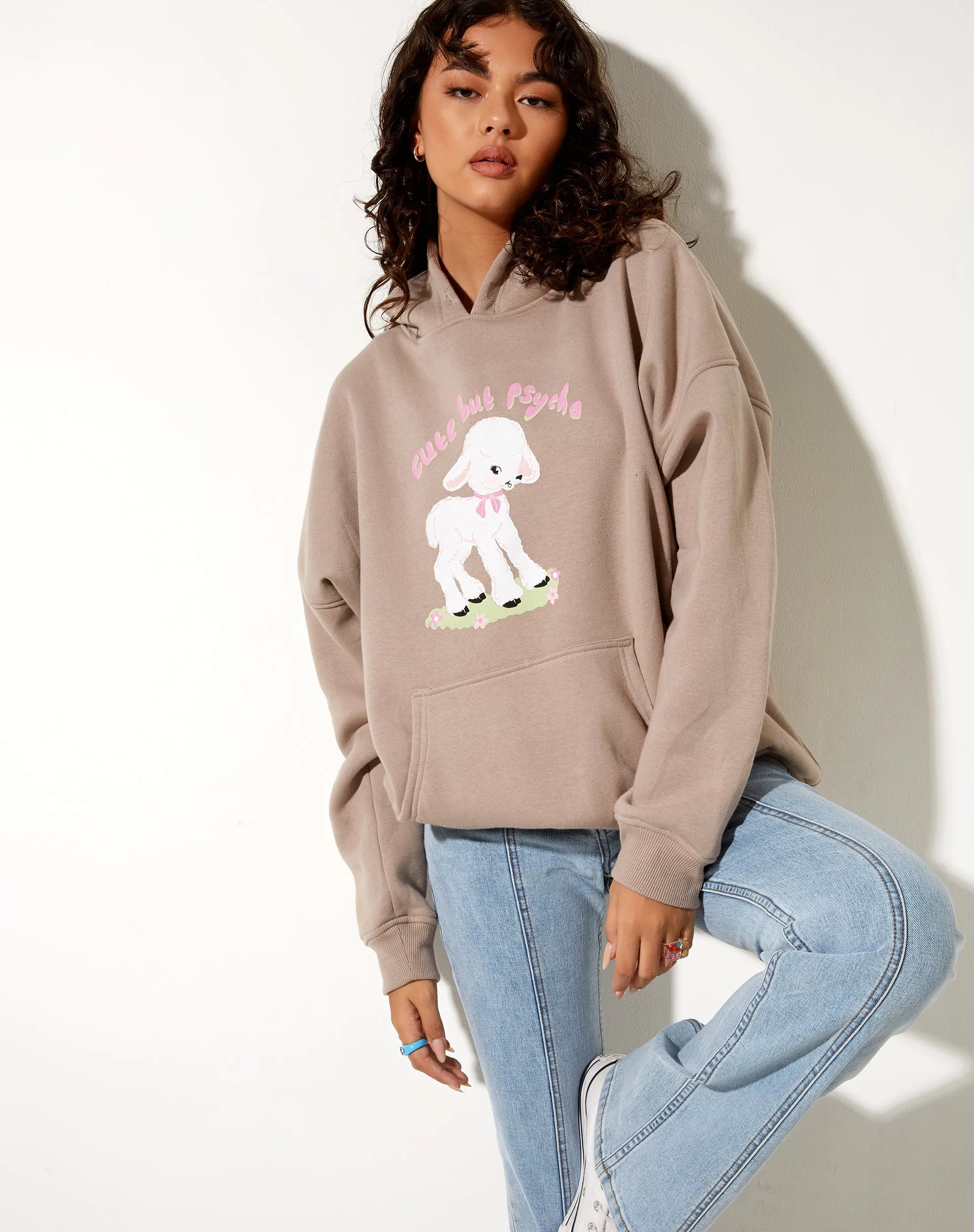 Oversize Hoodie in Mushroom Cute But Psycho