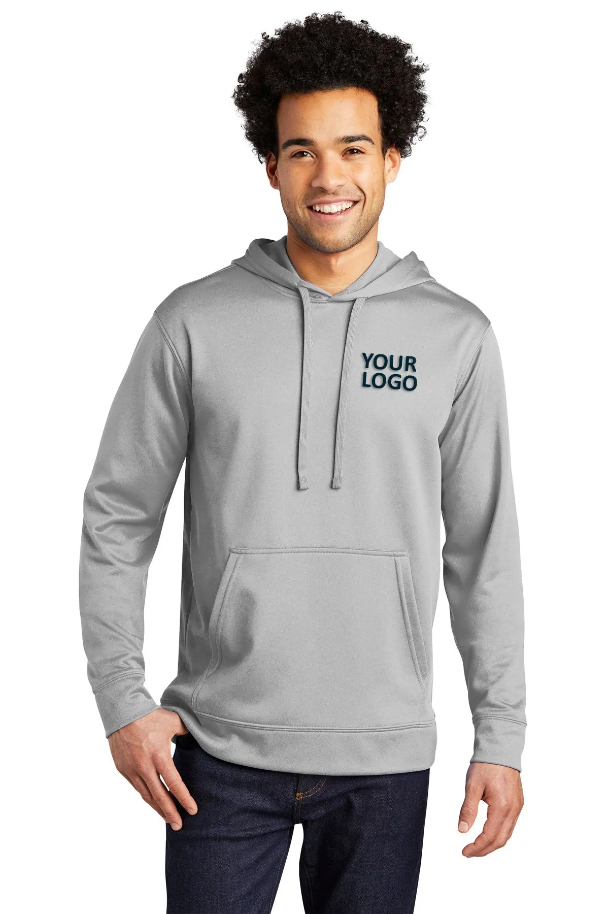 Port & Company Performance Branded Fleece Hoodies, Silver