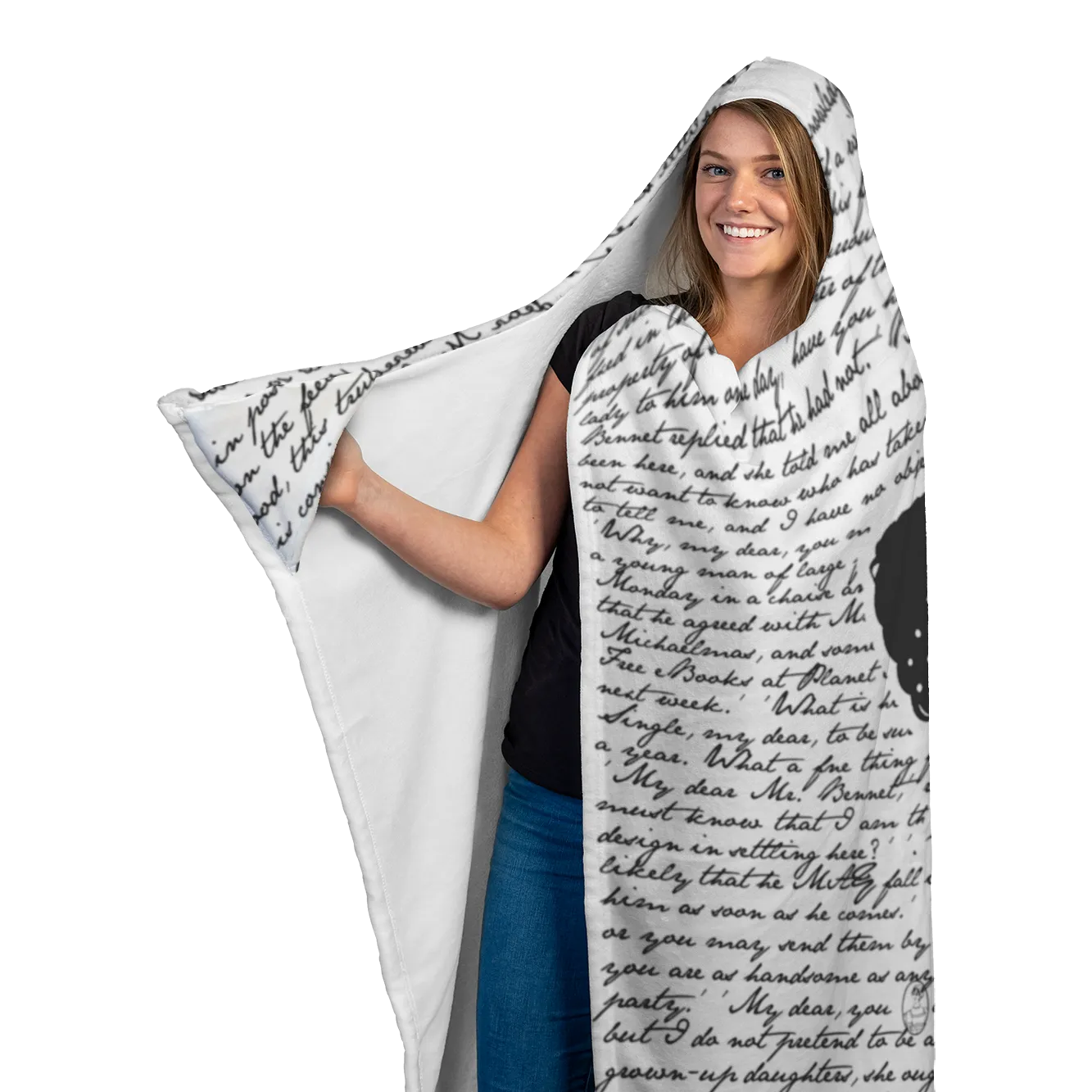 Pride And Prejudice Book Page Hooded Blanket