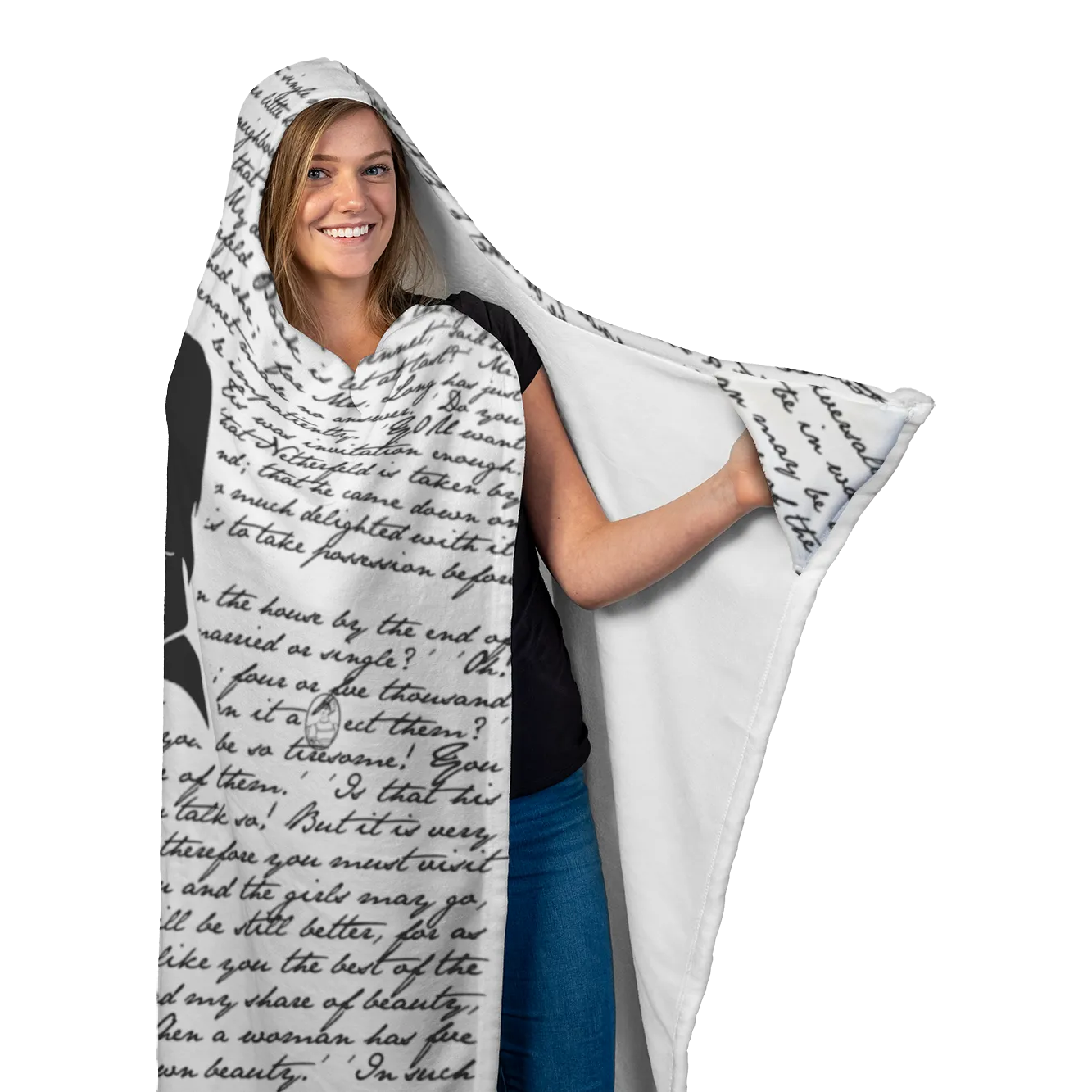 Pride And Prejudice Book Page Hooded Blanket