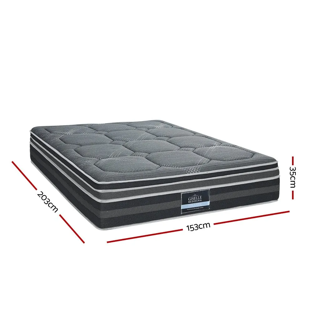 Queen Ultra Package | Henley LED Bed Black, 2 x LED Bedside Tables, Platinum Series 7 Zone Dual Euro Top Mattress, Pillowtop Mattress Topper & 4 x Pillows