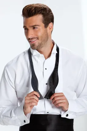 "Dante" White Pleated Wingtip Tuxedo Shirt