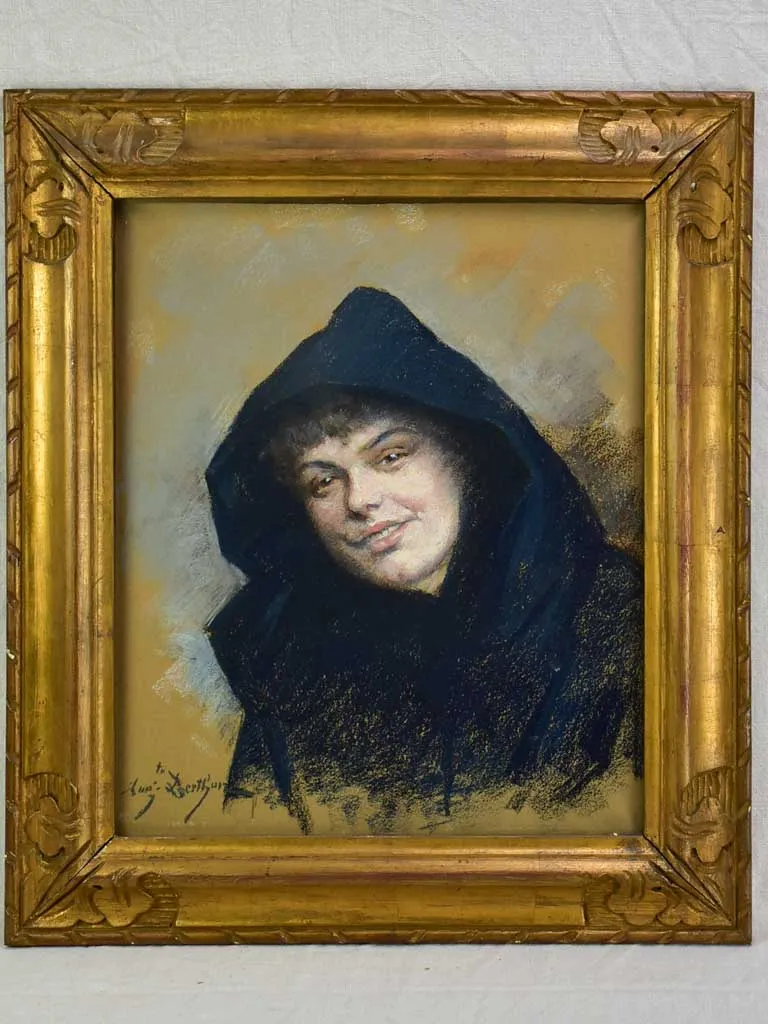 "Portrait of a young woman with a cape" - Portrait de jeune femme à la pèlerine, Auguste Berthon (1858-1917) 27½" x 24½"