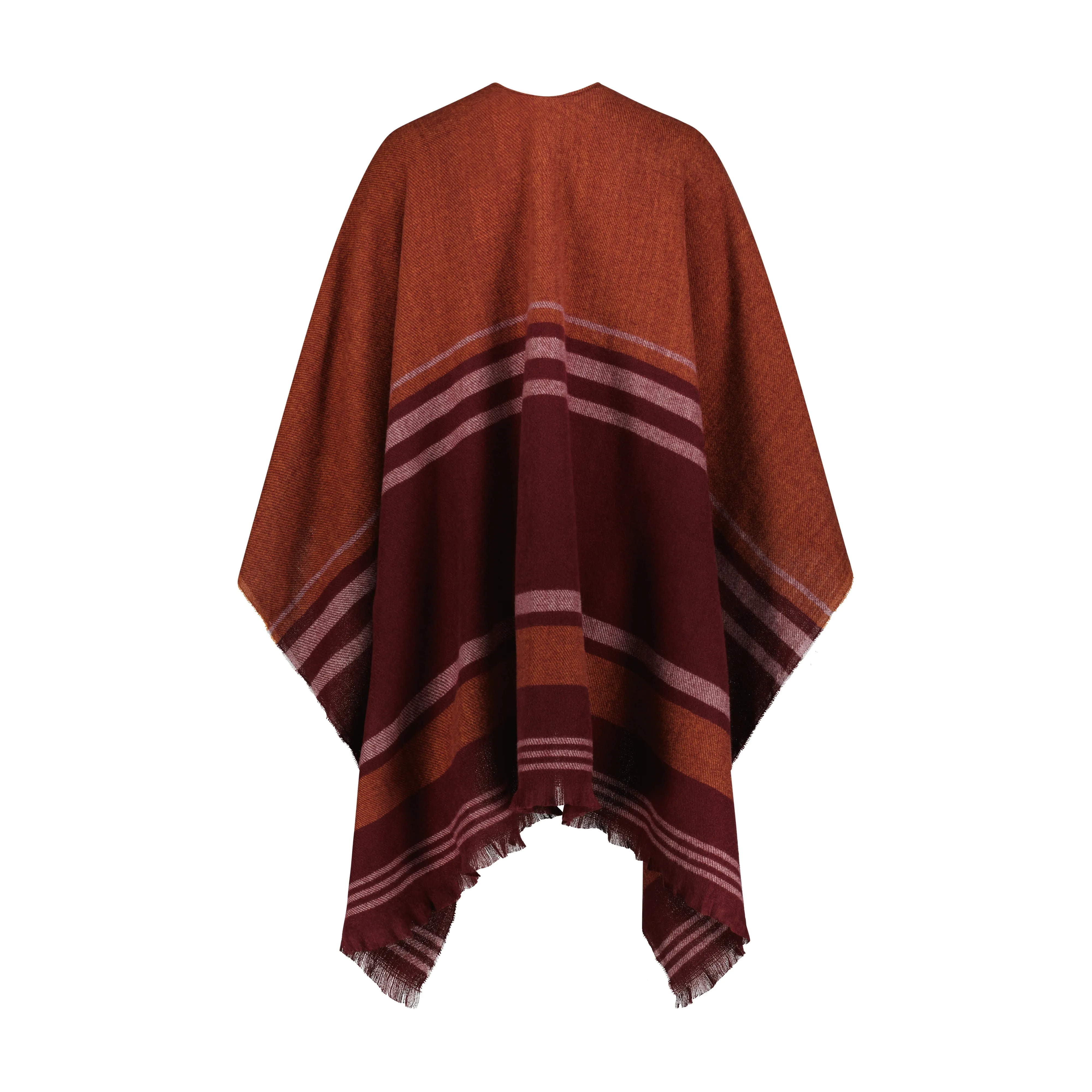 Rampage Women's Striped Woven Ruana Open Front Shawls - Stylish Wrap Cape with Toggle and Self Fringe