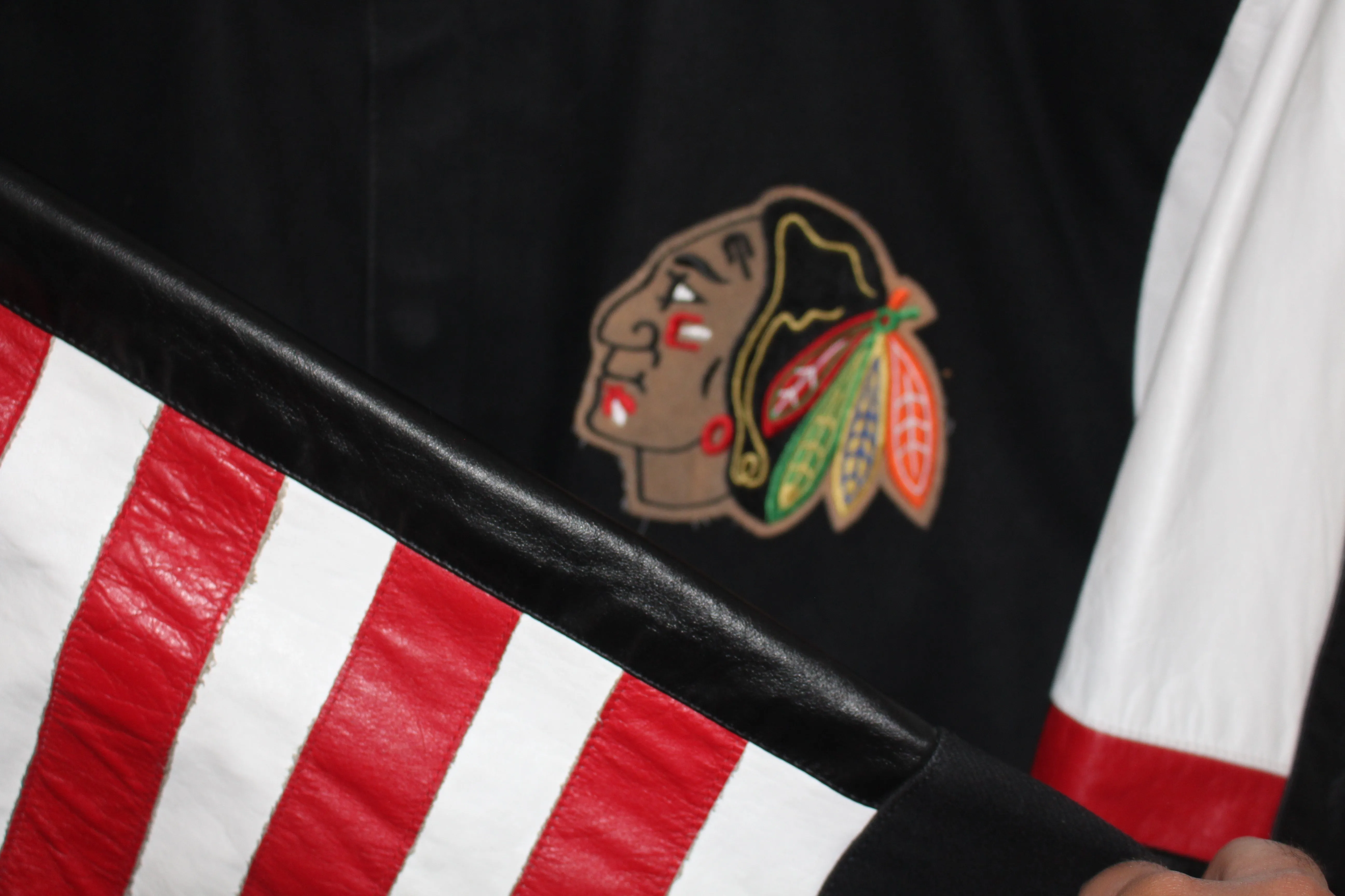 Rare Chicago Blackhawks Jeff Hamilton Leather Jacket (L)