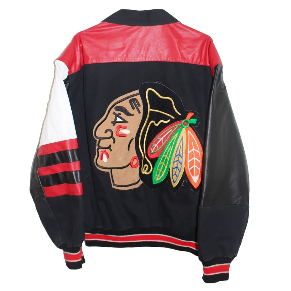 Rare Chicago Blackhawks Jeff Hamilton Leather Jacket (L)