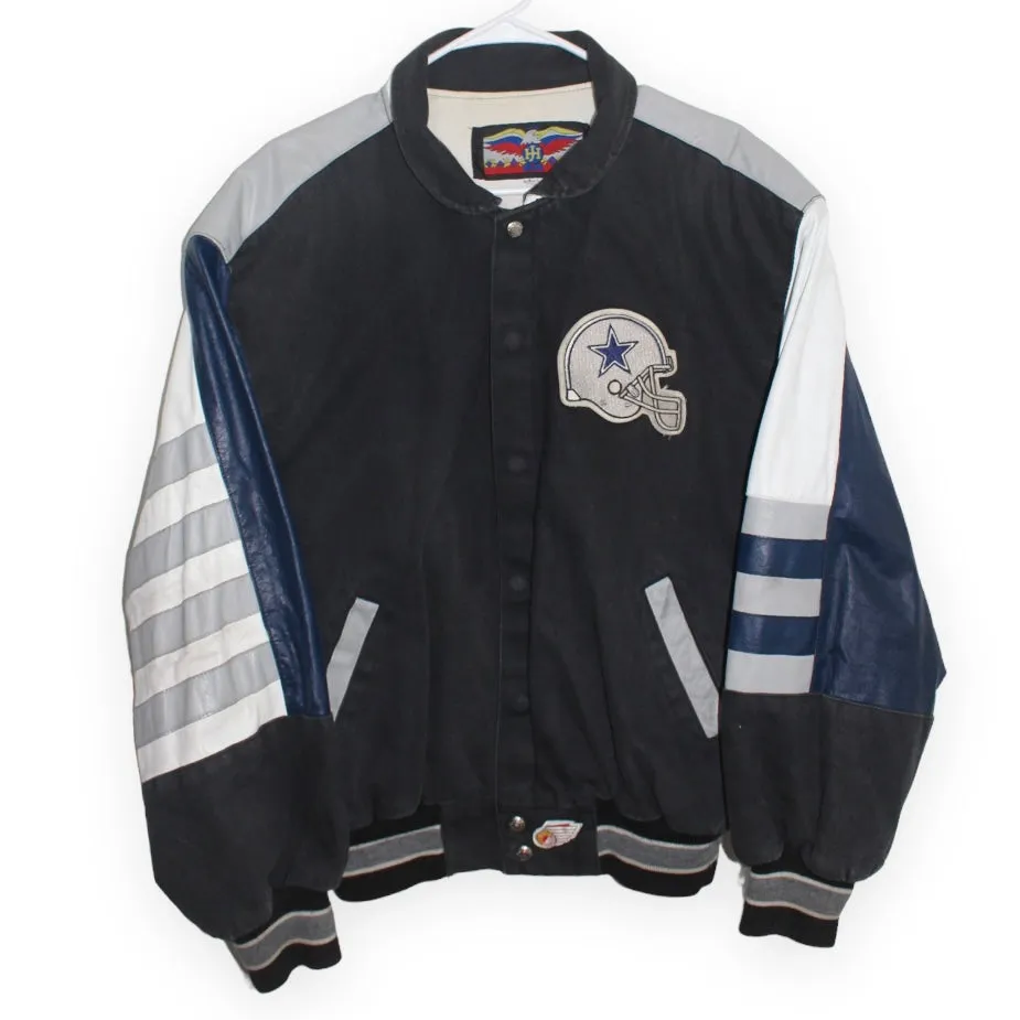 Rare Dallas Cowboys Denim Leather Jeff Hamilton Jacket (L)