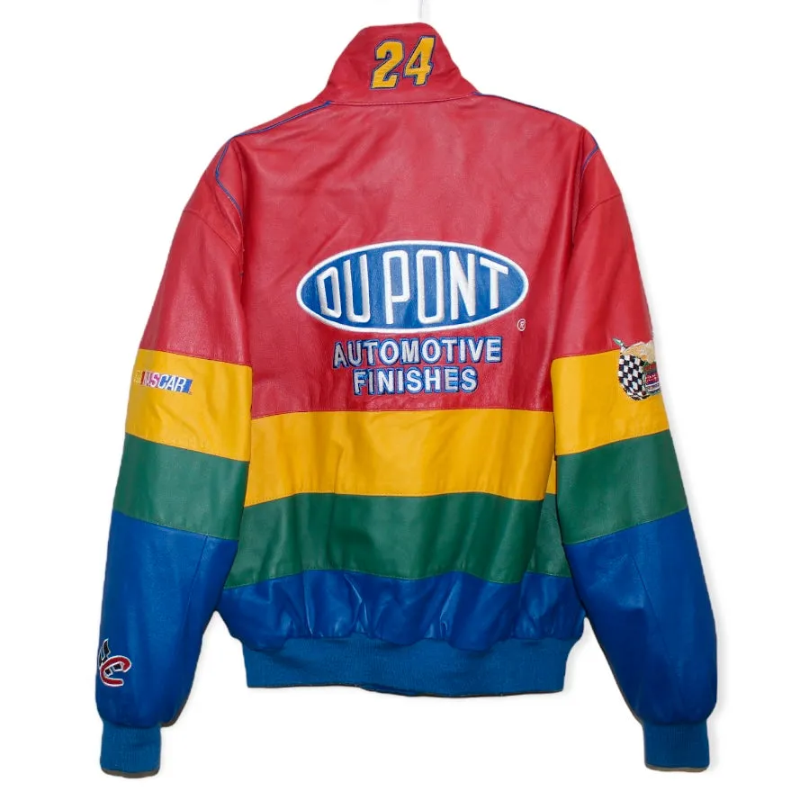 Rare DuPont Rainbow Racing NASCAR Jeff Gordon #24 Leather Jeff Hamilton Jacket (L)