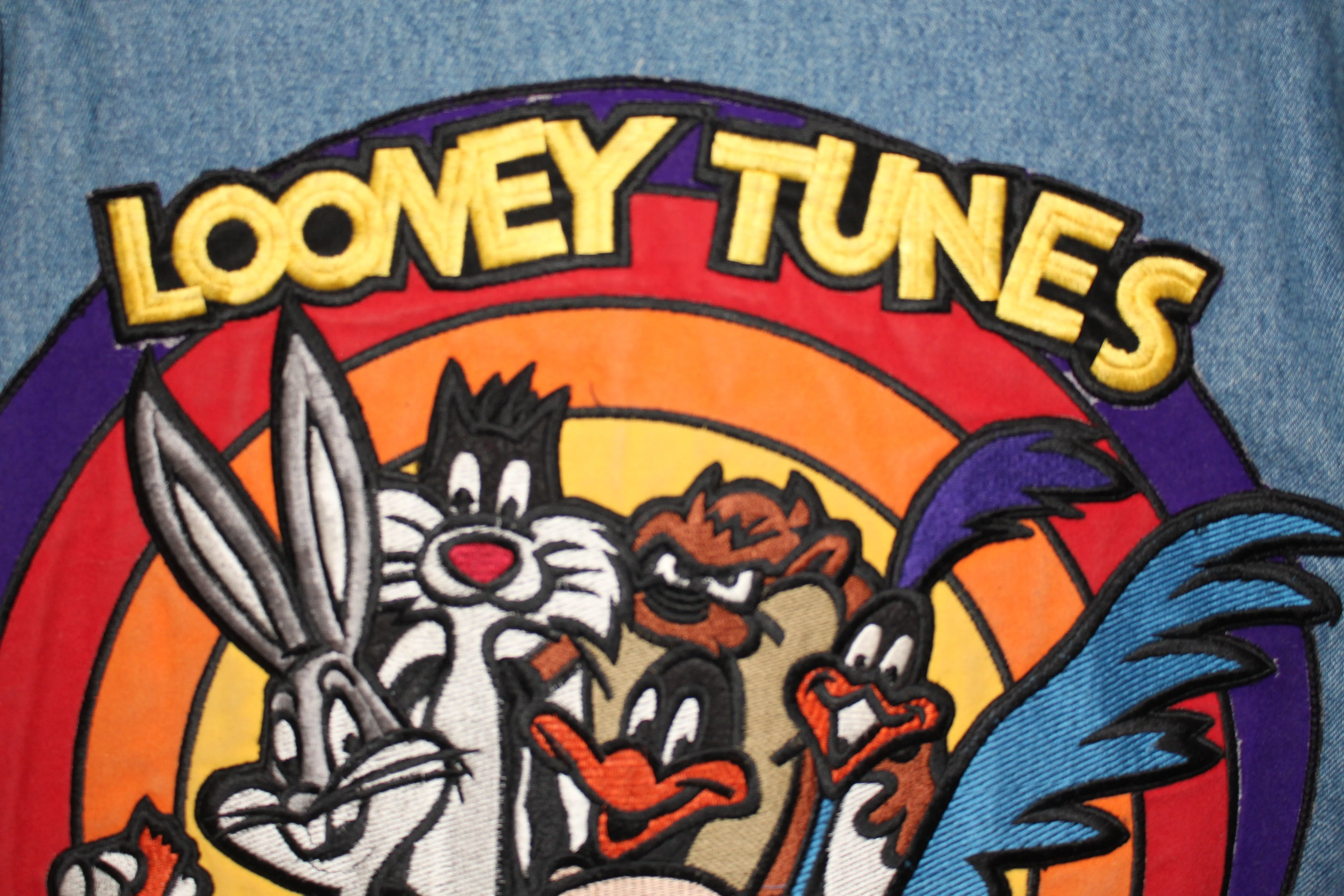 Rare Looney Tunes Leather Denim Jeff Hamilton Jacket (S)