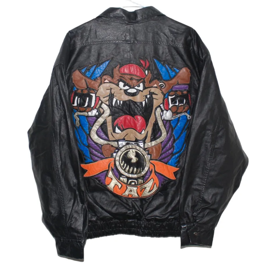 Rare Tasmanian Devil Tax Looney Tunes Leather Jacket (L)