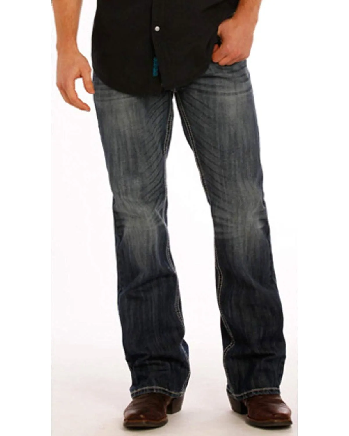 Rock and Roll Men's Double Barrel Running V Jeans Boot Cut - M0S1446 32x34