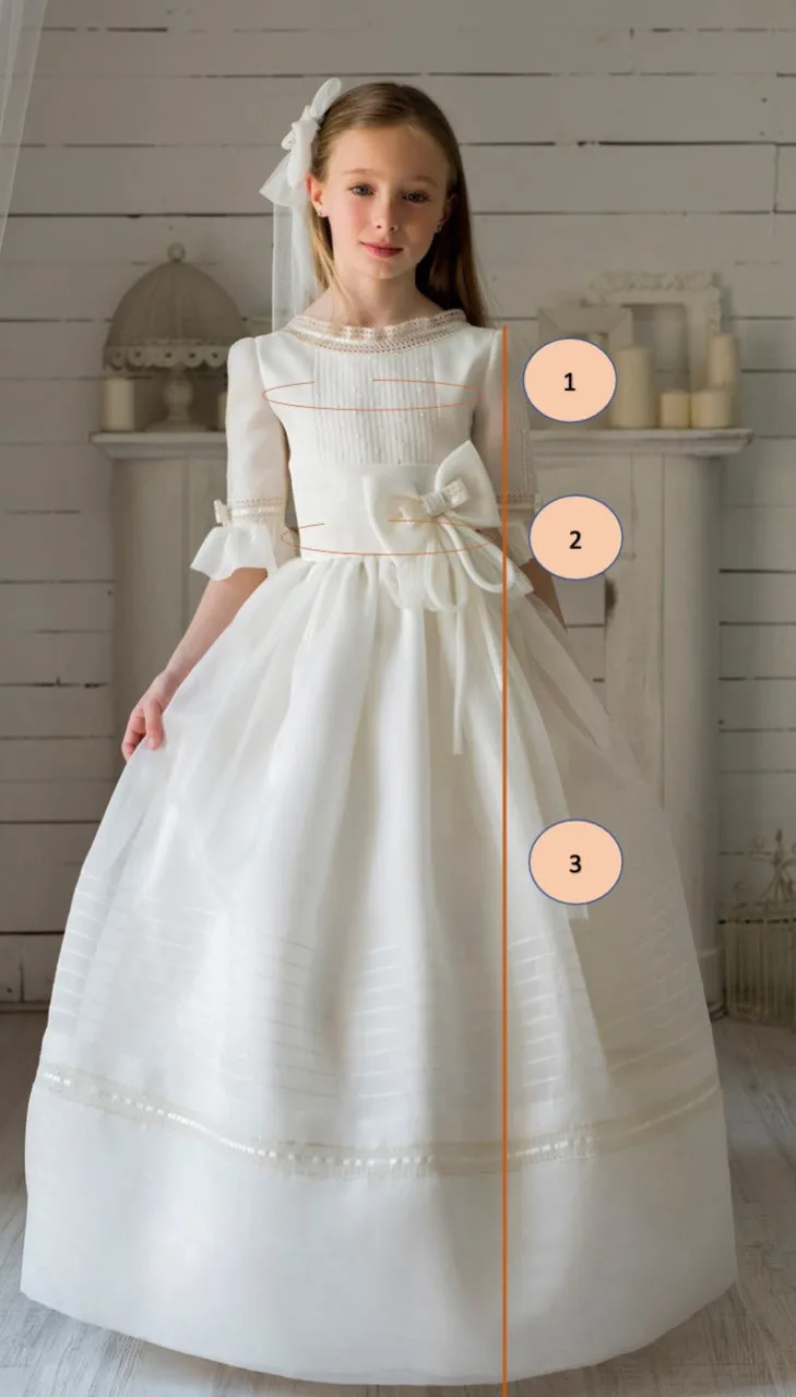 Short Sleeves White or Ivory Blush Appliques Chiffon Spanish Communion Gown Lola Rosillo Q535