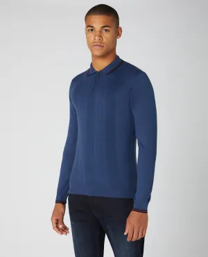 Slim Fit Merino Wool-Blend Long Sleeve Knitted Polo