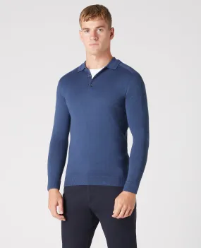 Slim Fit Merino Wool-Blend Long Sleeve Knitted Polo