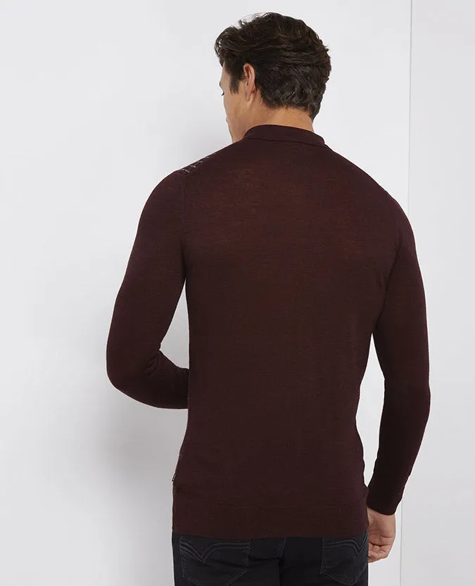 Slim Fit Merino Wool-Blend Long Sleeve Polo Shirt