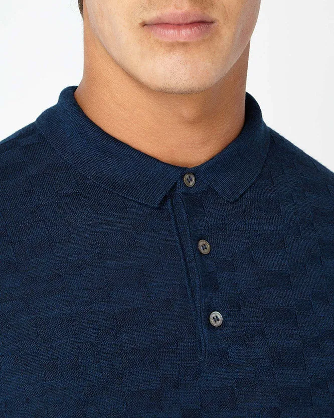 Slim Fit Merino Wool-Blend Long Sleeve Polo Shirt