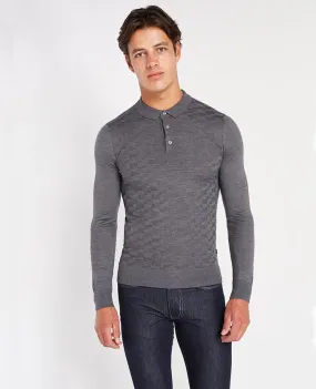 Slim Fit Merino Wool-Blend Long Sleeve Polo Shirt