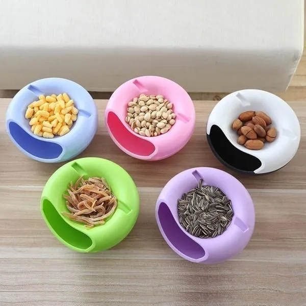 Snacks Bowl with mobile holder Bowl Double Layer Candy Plate Peels Shells Storage Mobile Phone Holder Stand