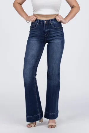 Sophisticated Love from Risen: High-Rise Tummy Control Elastic Waist Flare Denim