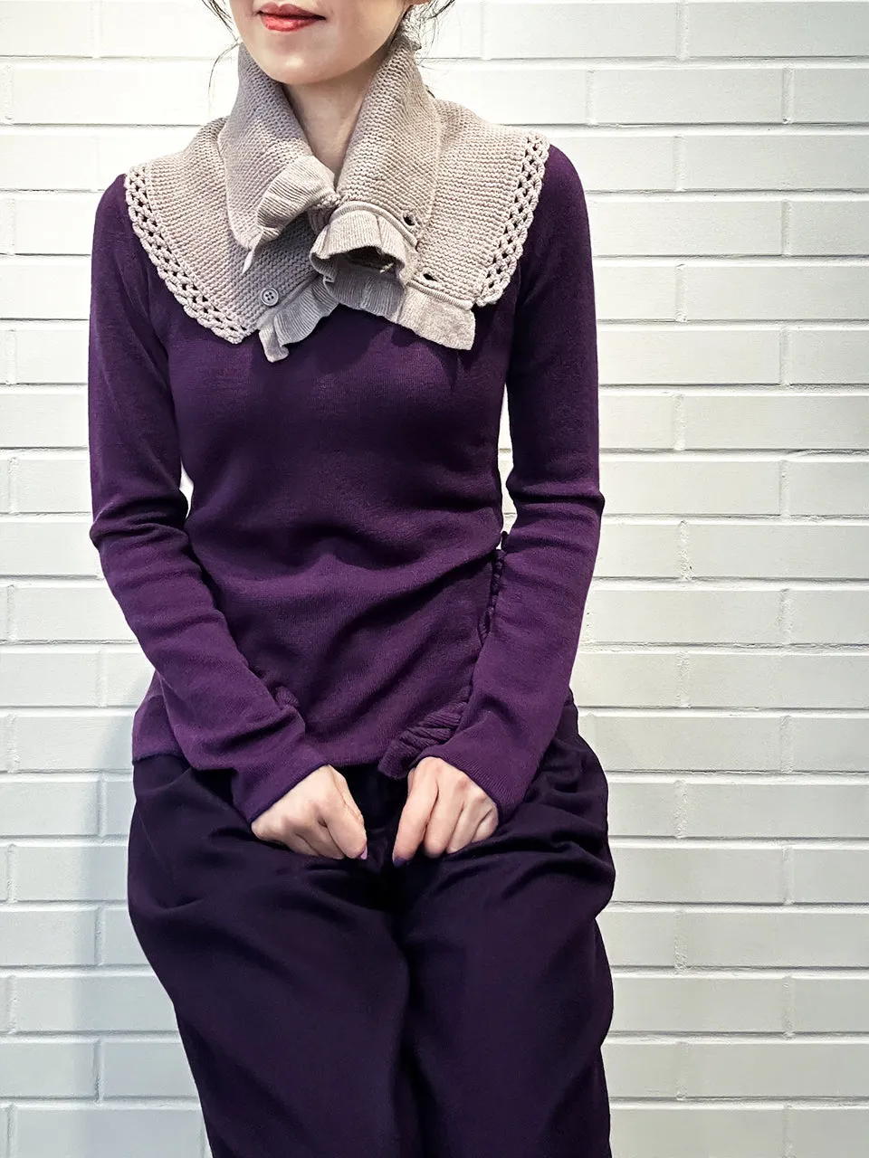 SPECIAL! Lilac Crochet-Trimmed Ruffle A-lined Neck Warmer