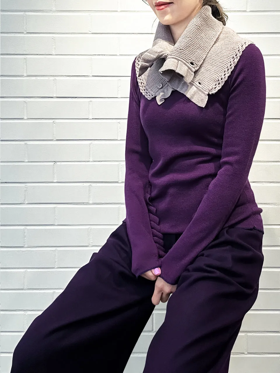 SPECIAL! Lilac Crochet-Trimmed Ruffle A-lined Neck Warmer