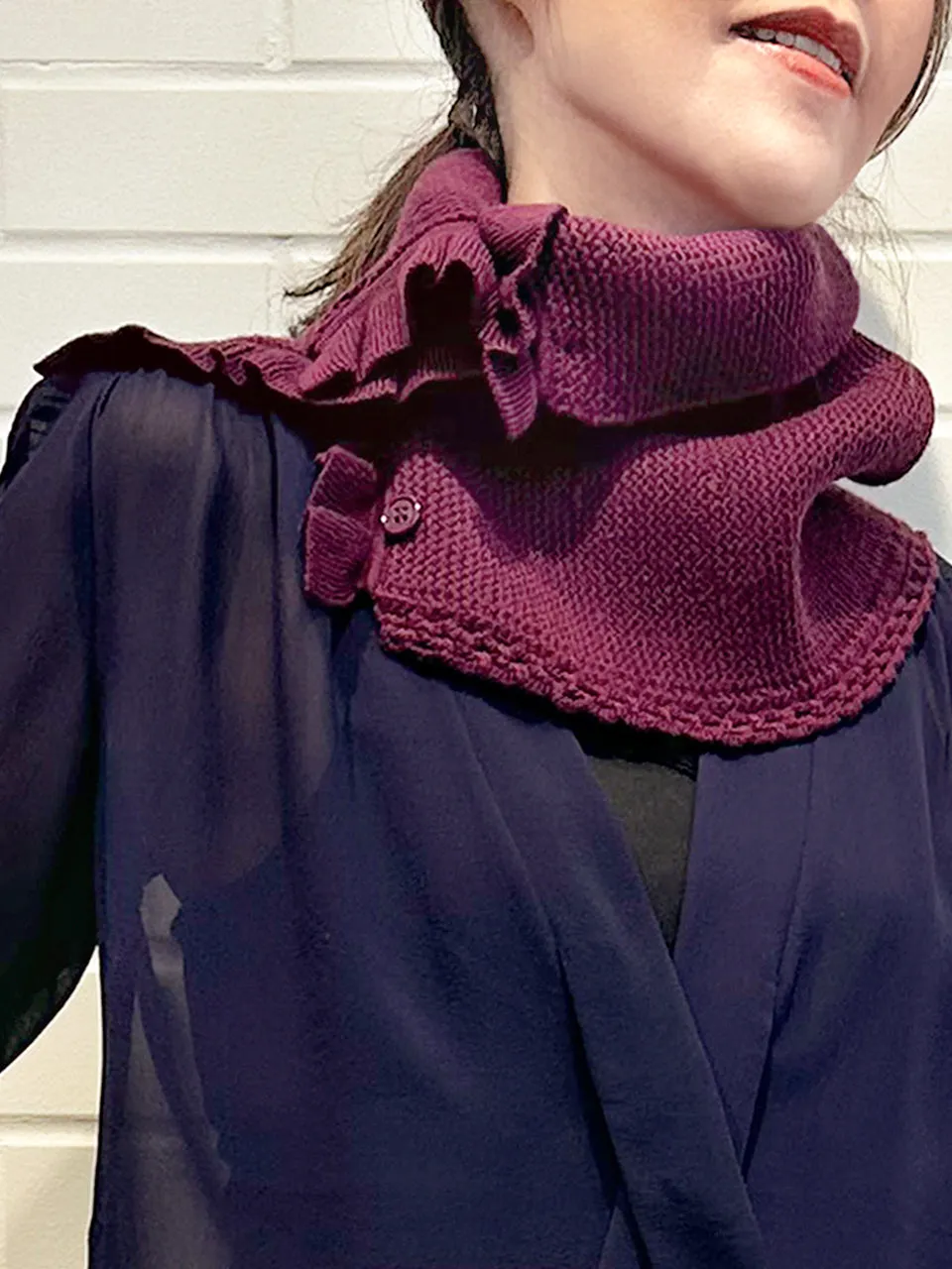 SPECIAL! Mulberry Crochet-Trimmed Ruffle A-lined Neck Warmer